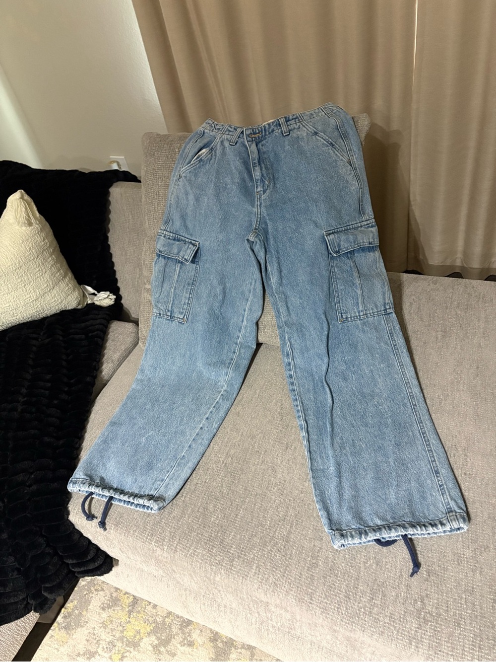 Levi's Light Blue Relaxed Cargo Jeans with Drawstring Hems